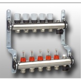Универсальный распределительный коллектор из нержавеющей стали с интегрированными термостатическими клапанами и расходомерами 0-5.0л-мин